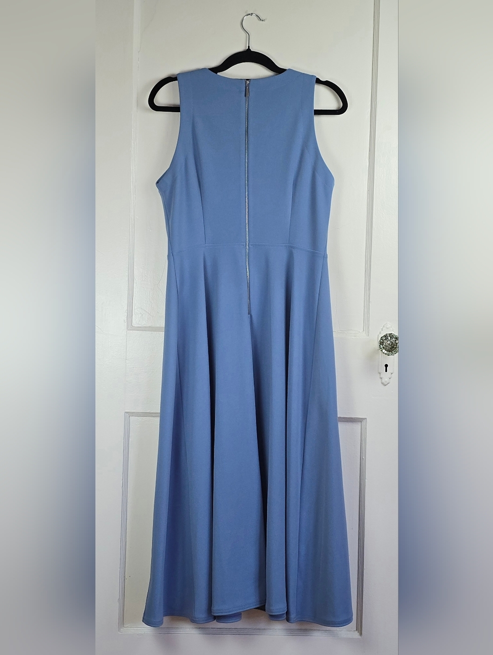 Calvin Klein Classic Blue Knit Sleeveless Fit and Flare Midi Dress - Picture 2 of 8